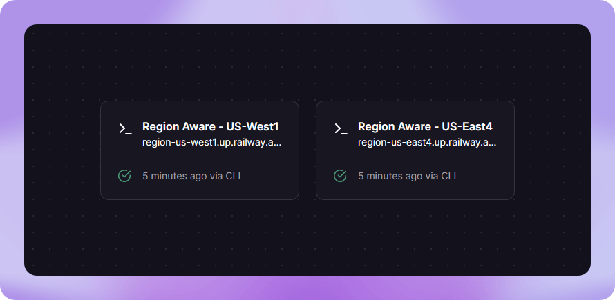 screenshot of two railway services in different regions