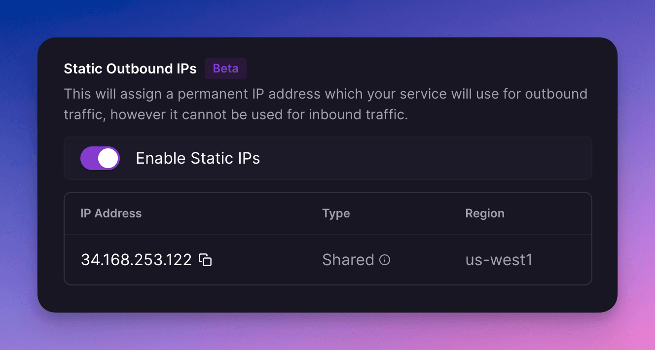 Static IPs